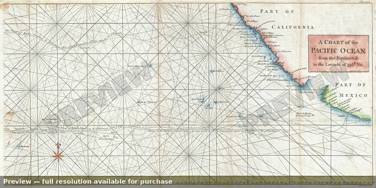 Antique map: Pacific, 1748