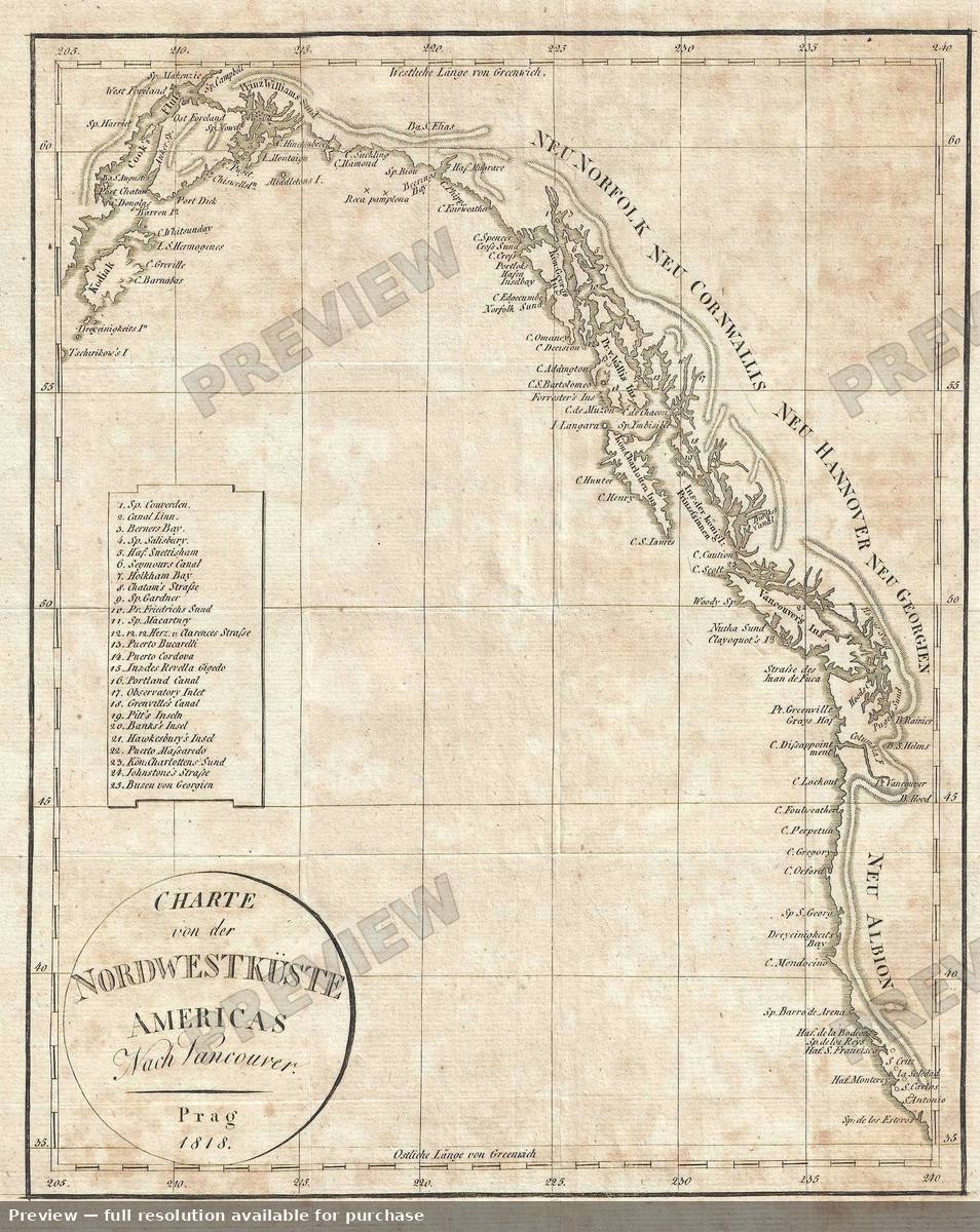 Antique map: Pacific Northwest, 1818