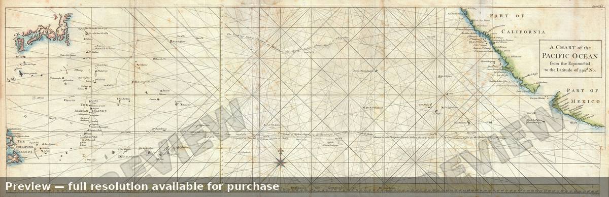 Antique map: Pacific Ocean, 1748, 1748