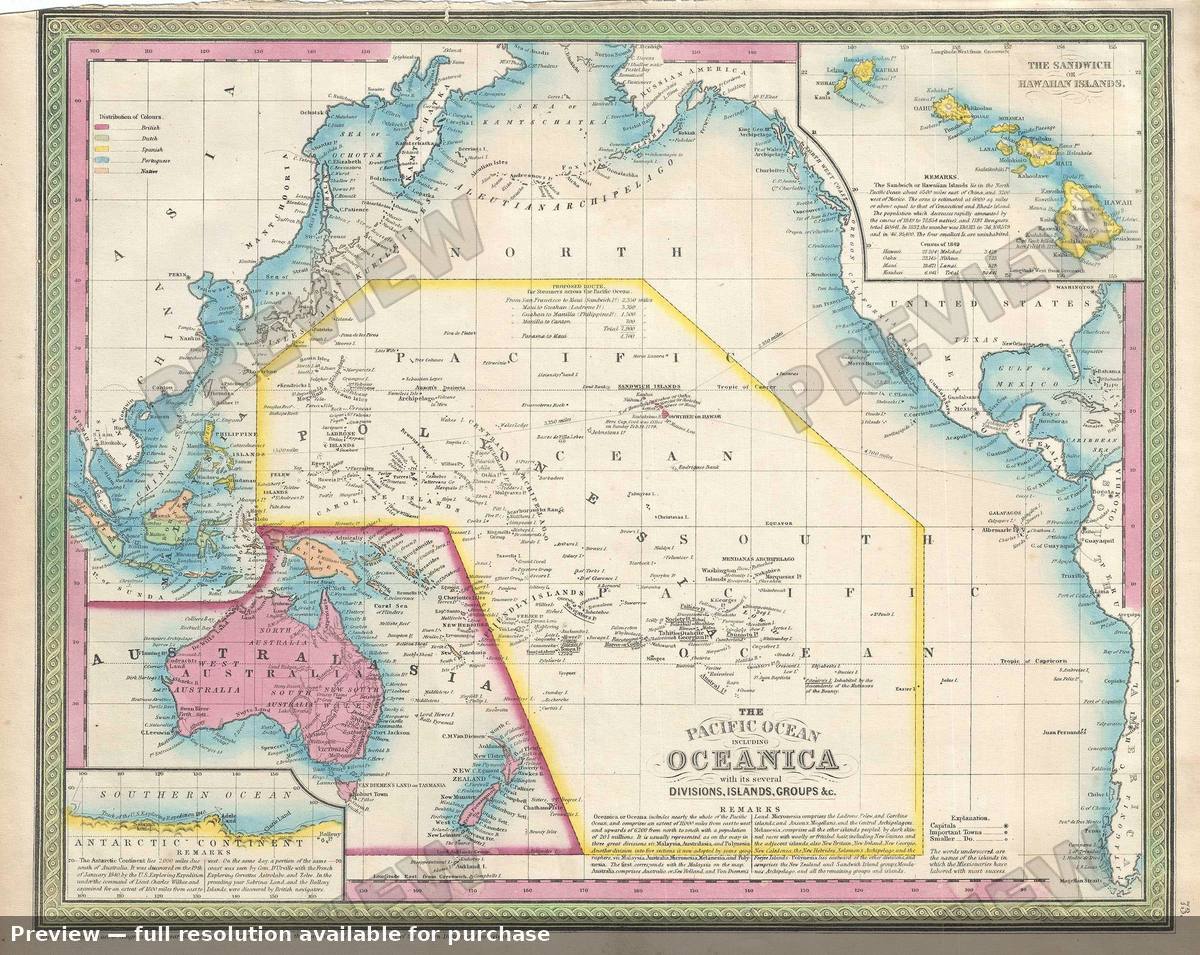 Antique map: Pacific Ocean Oceanica 2, 1854, 1854