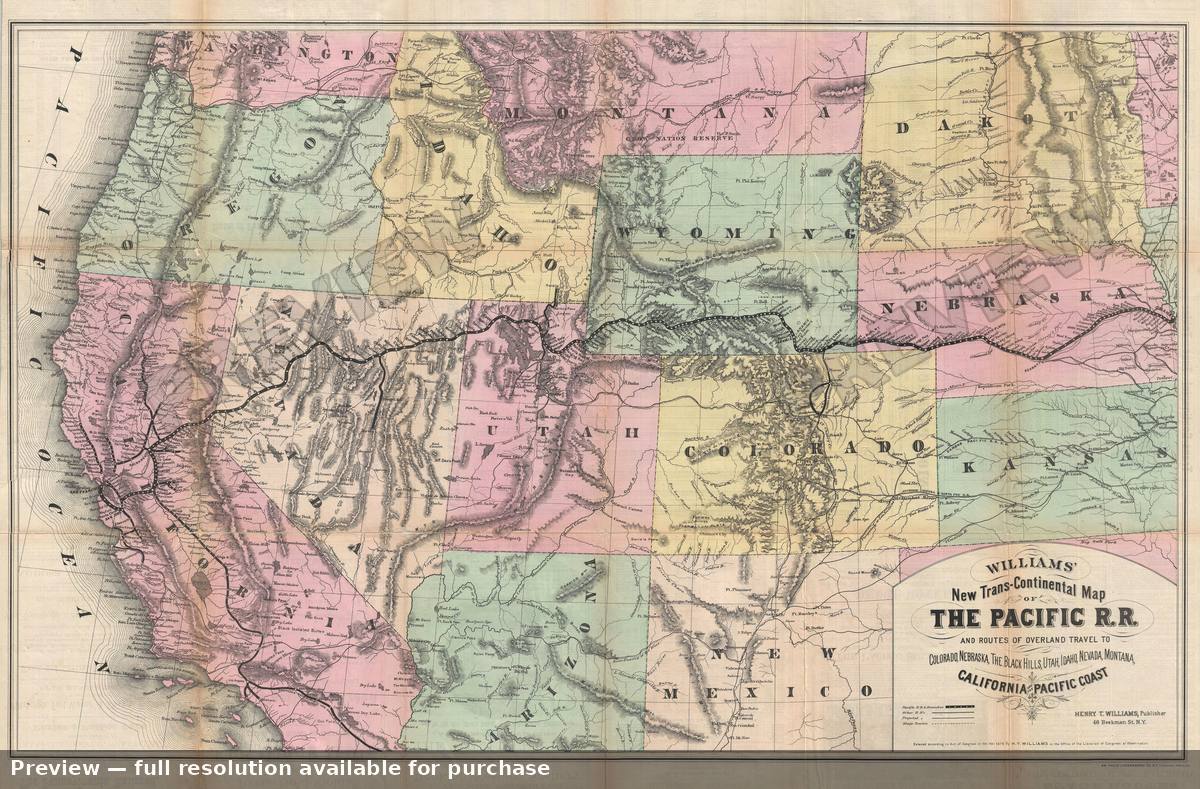 Antique map: Pacific Railroad, 1876, 1876