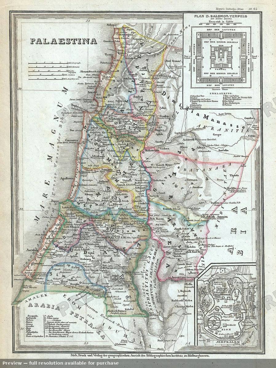 Antique map: Palaestina, 1852