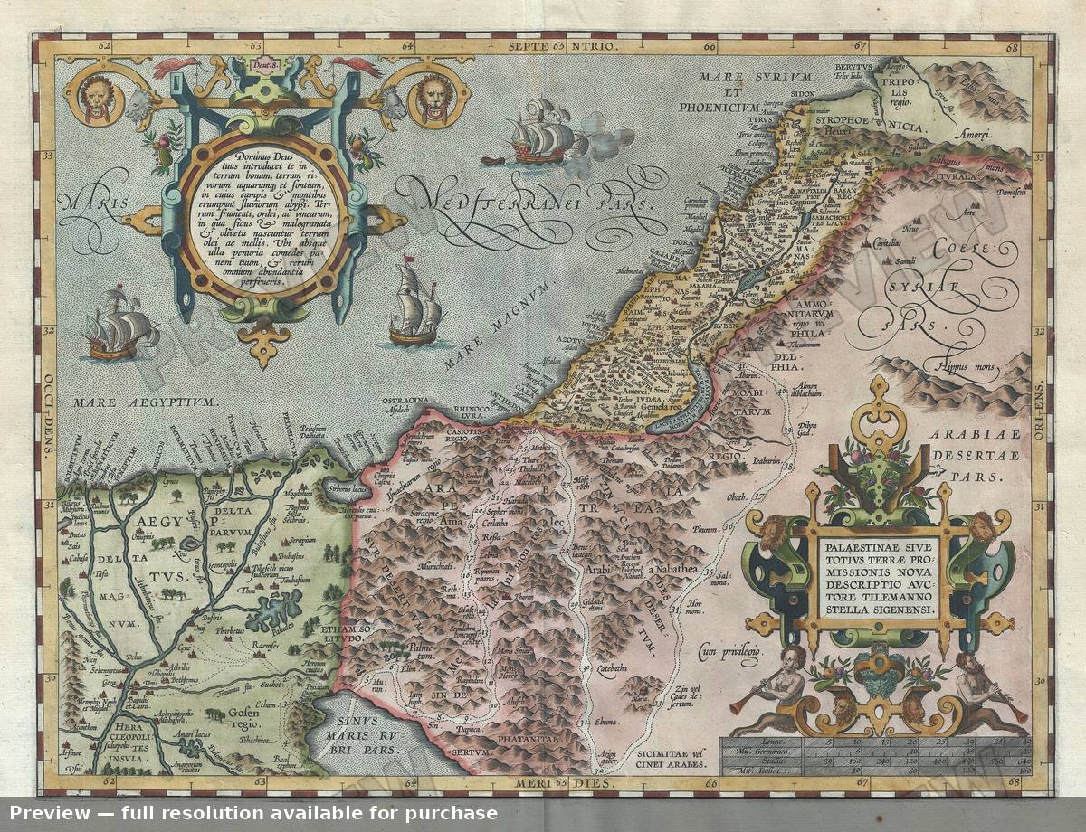 Antique map: Palaestinae Sive, 1584
