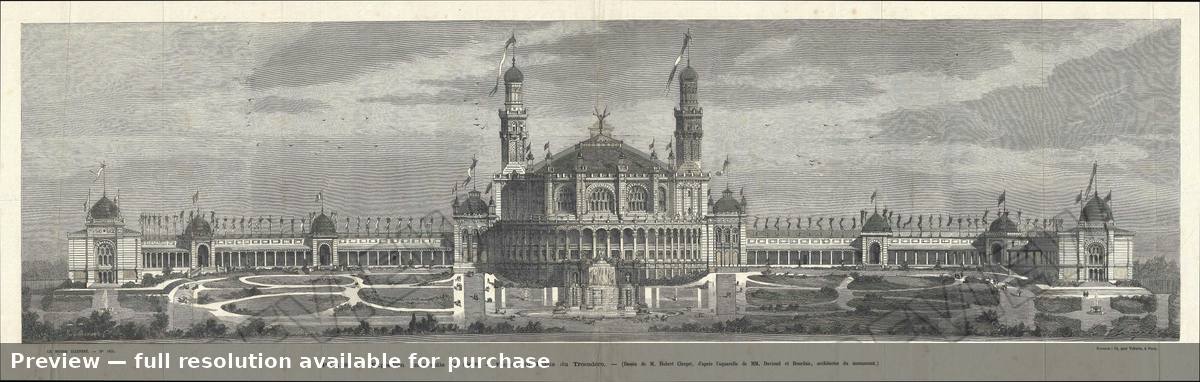 Antique map: Palais Trocadero, 1876, 1876