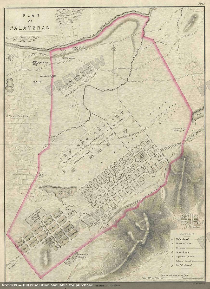 Antique map: Palaveram, 1854