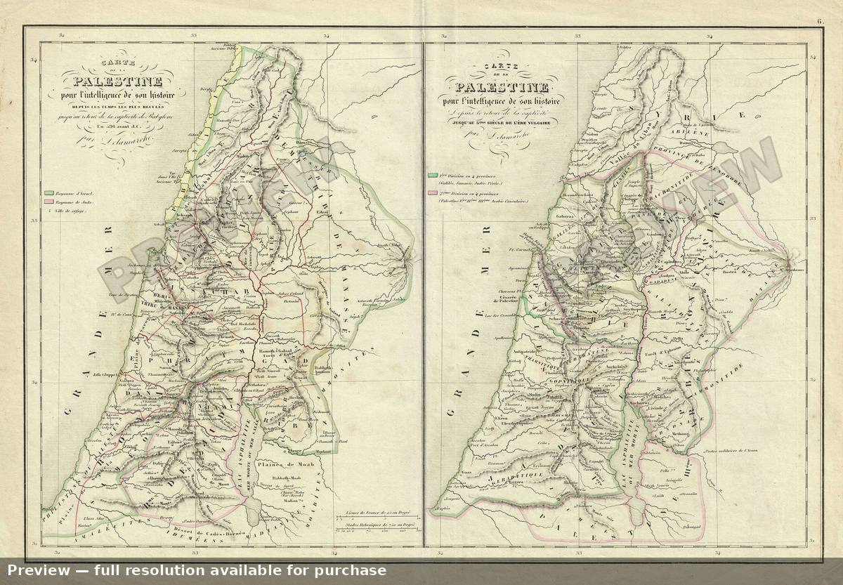 Antique map: Palestine, 1850, 1850