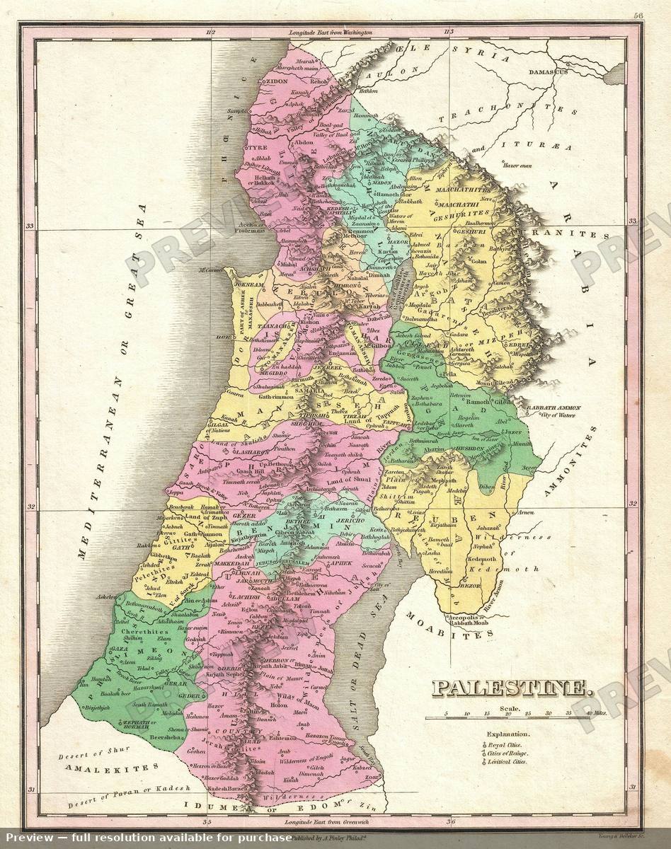 Antique map: Palestine, 1827, 1827