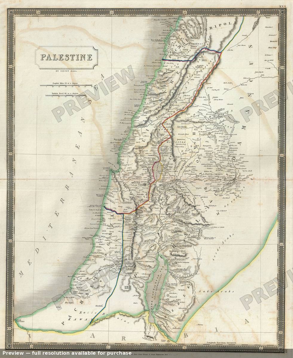 Antique map: Palestine, 1835, 1835