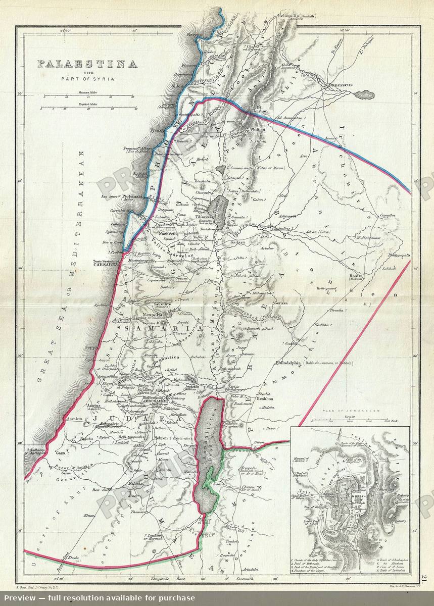 Antique map: Palestine, 1867, 1867
