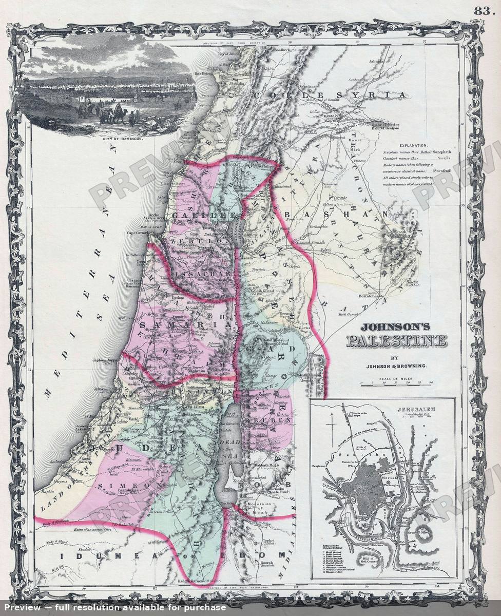 Antique map: Palestine, 1861, 1861