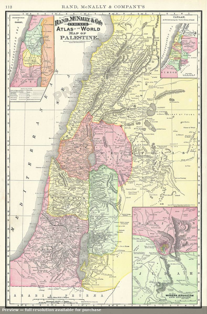 Antique map: Palestine, 1895, 1895