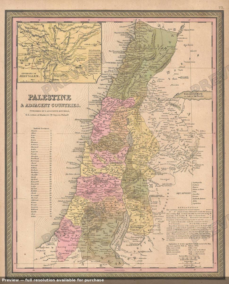 Antique map: Palestine 2, 1850, 1850