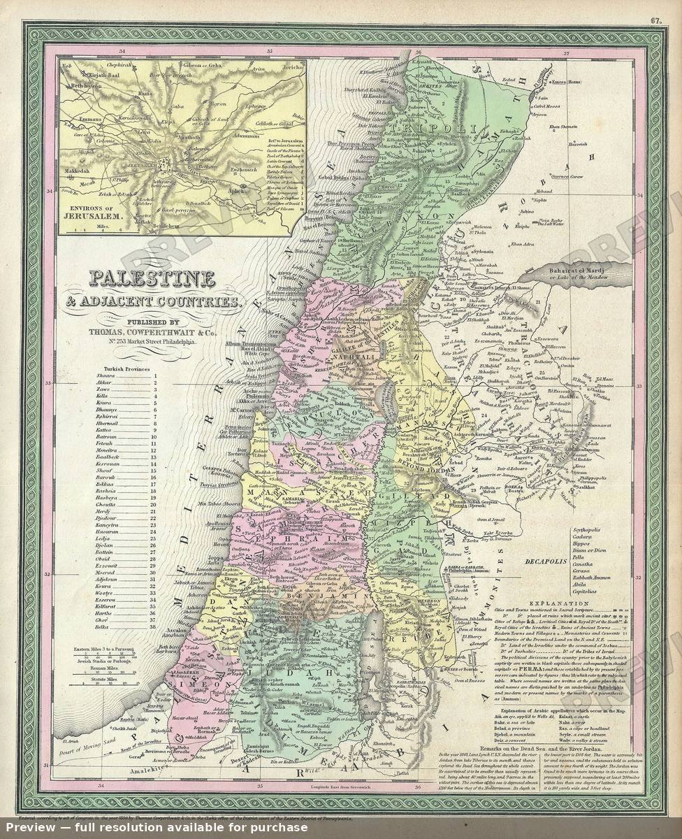 Antique map: Palestine 2, 1854, 1854