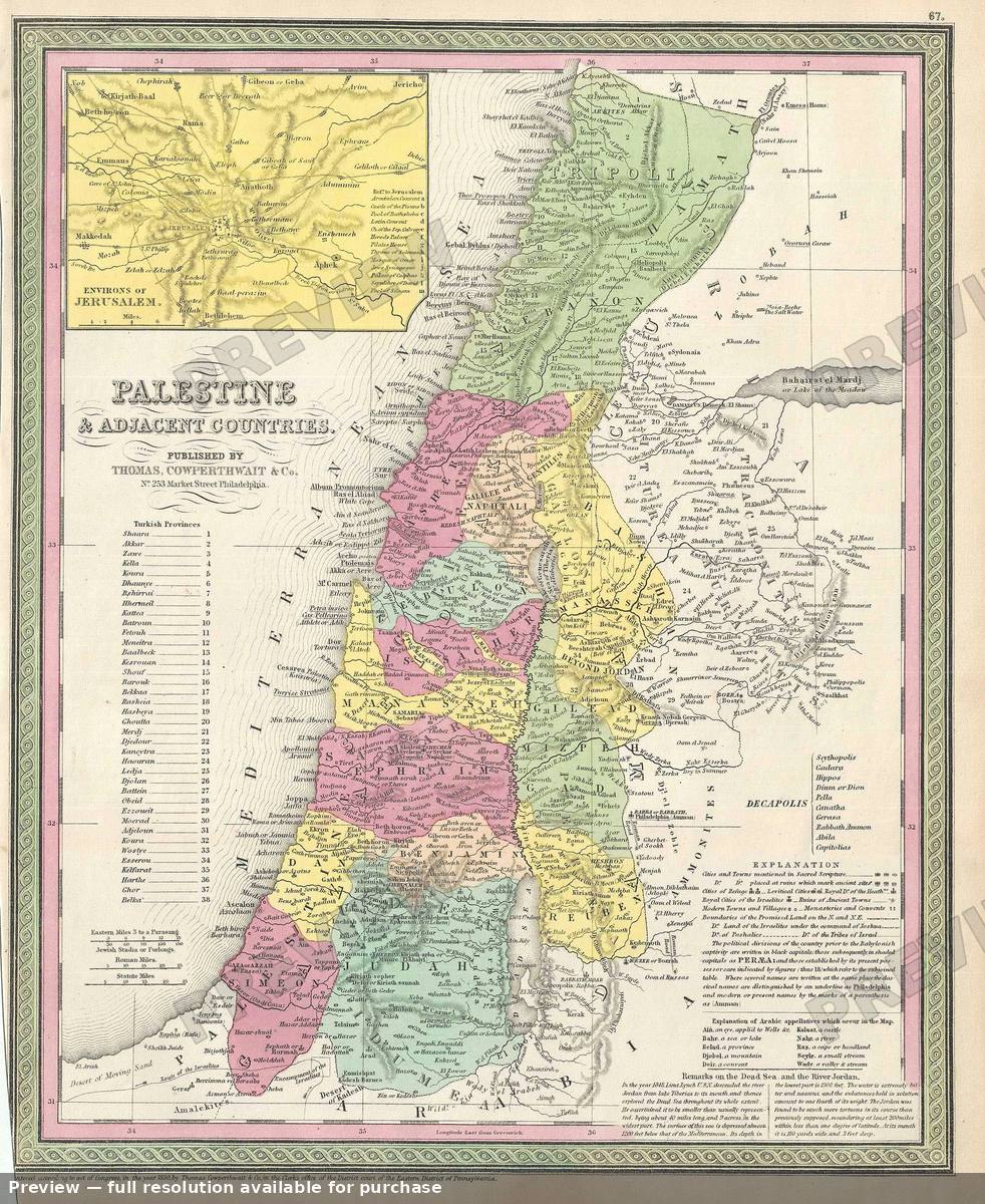 Antique map: Palestine 3, 1854, 1854
