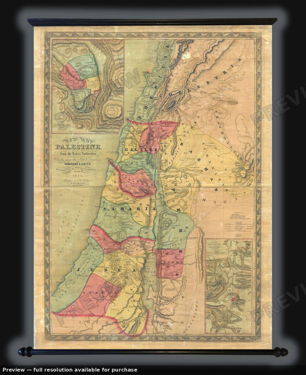 Antique map: Palestine Israel, 1854, 1854