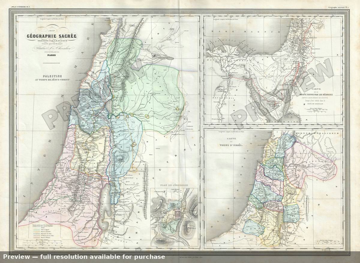 Antique map: Palestine Jesus Christ, 1860