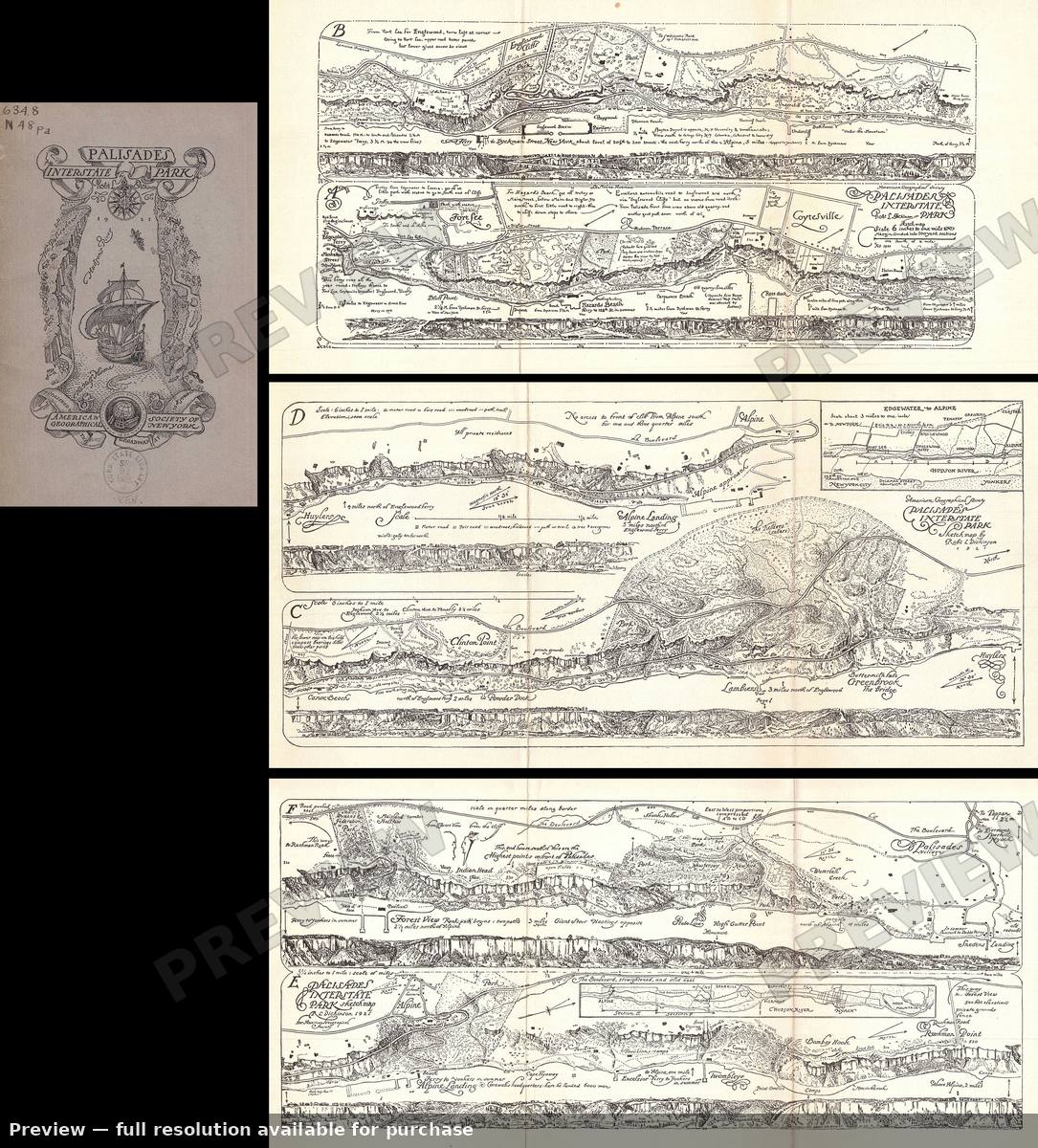 Antique map: Palisades Interstate Guide, 1921