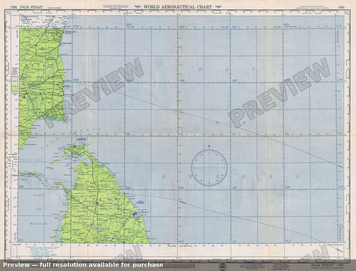 Antique map: Palk Strait, 1954, 1954