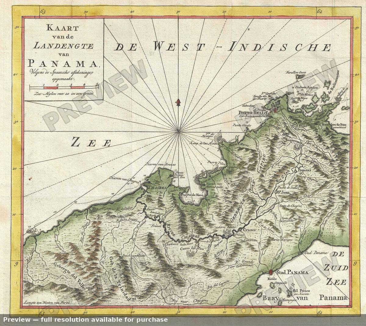Antique map: Panama, 1765
