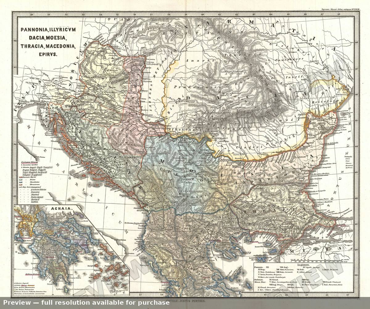 Antique map: Pannonia, 1865