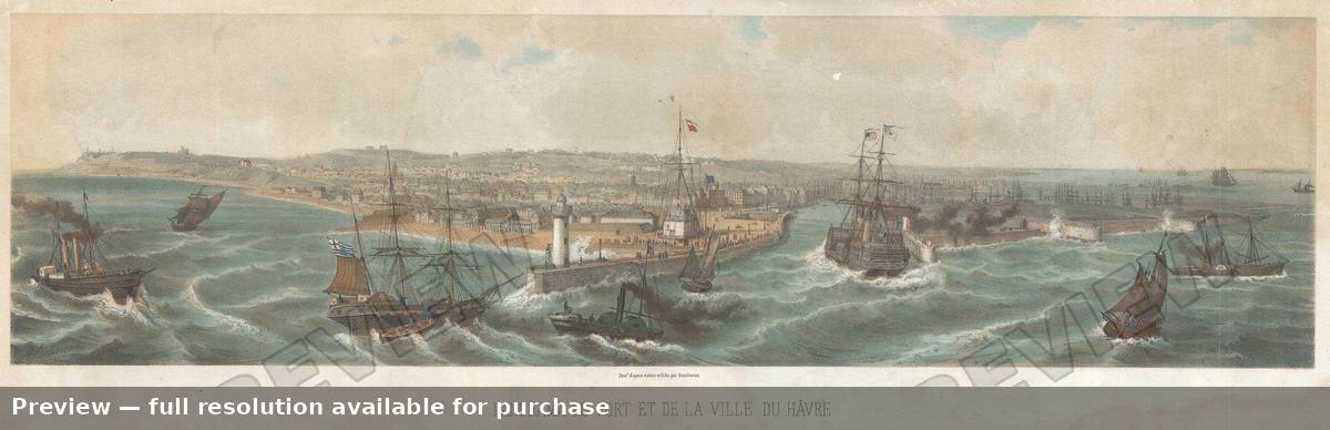 Antique map: Panorama Havre, 1868, 1868