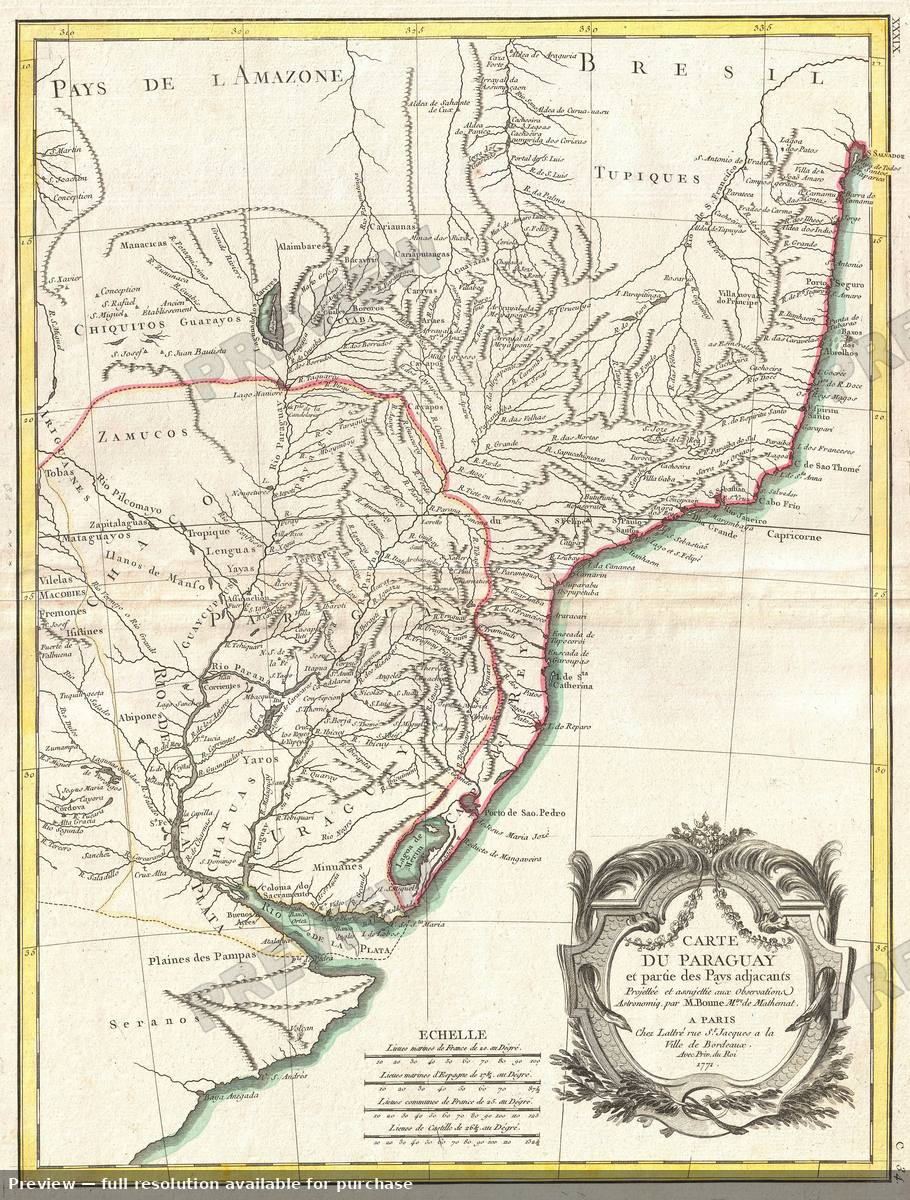 Antique map: Paraguay, 1771
