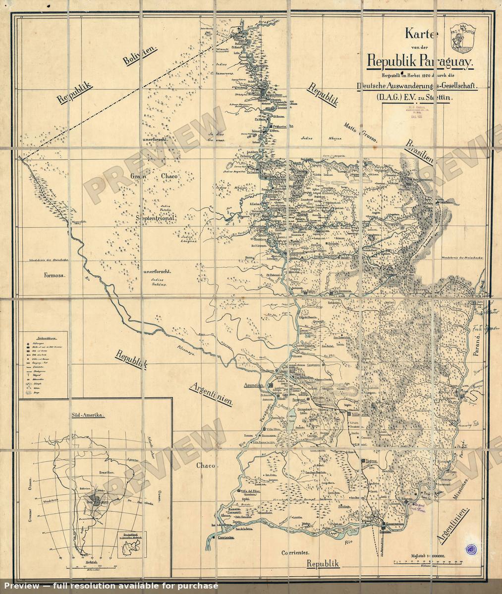 Antique map: Paraguay, 1920, 1920