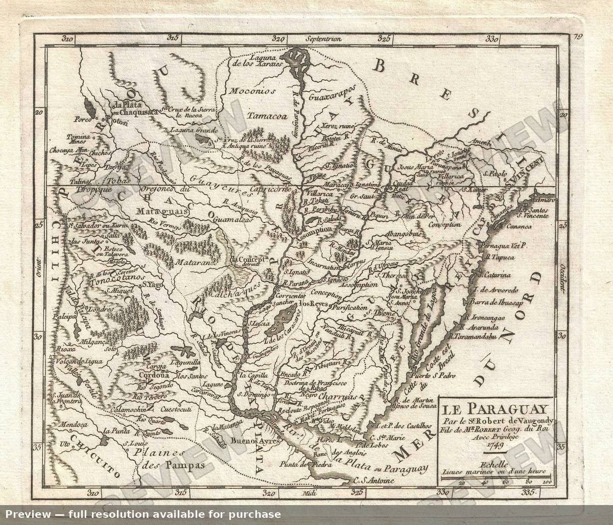 Antique map: Paraguay, 1749