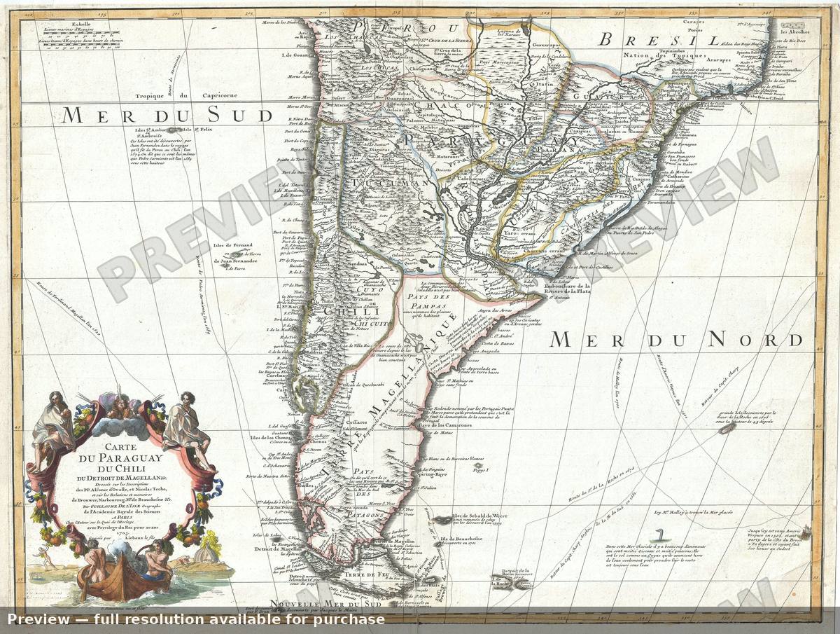 Antique map: Paraguay Du Chili, 1703
