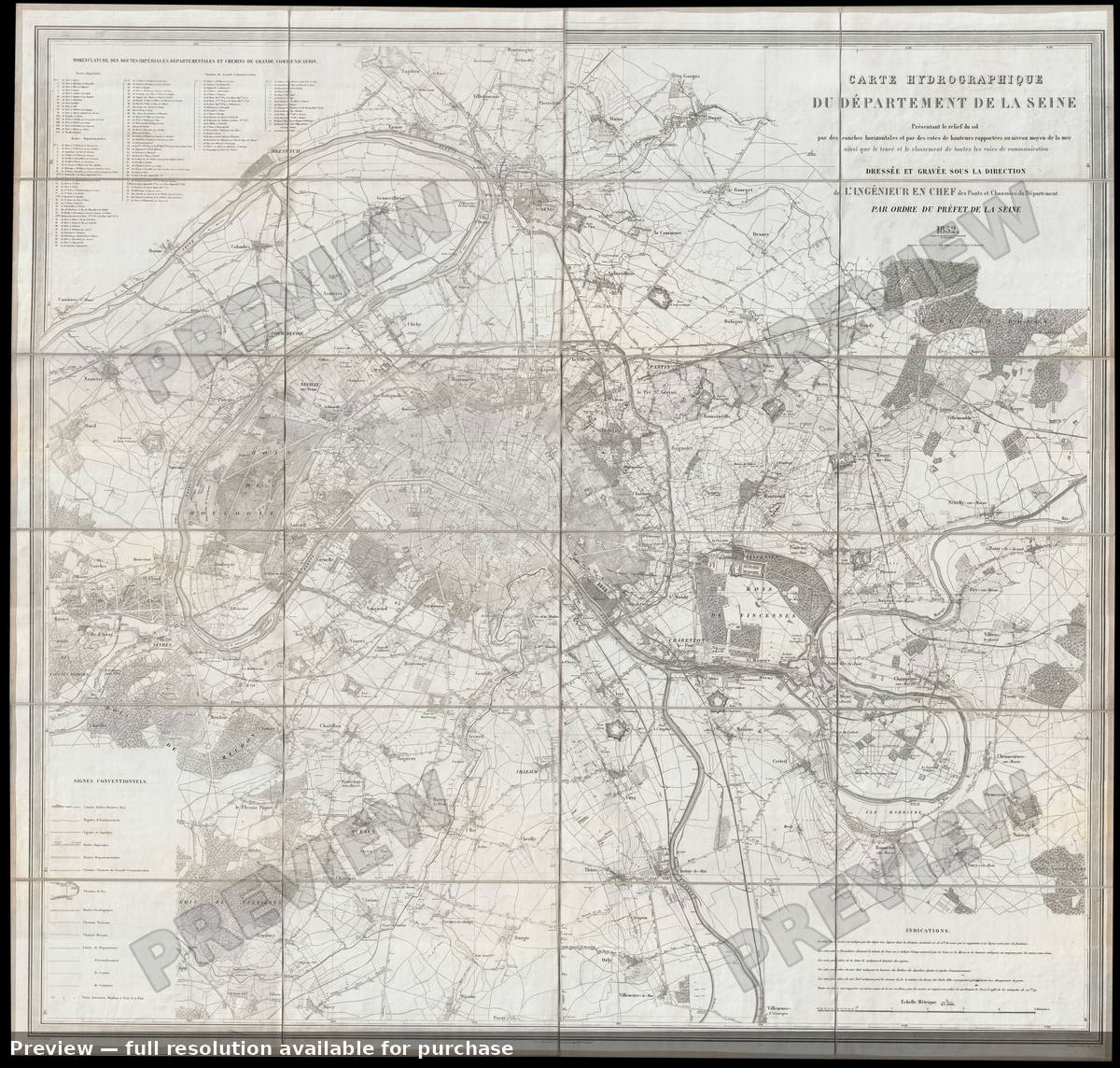 Antique map: Paris, 1852, 1852