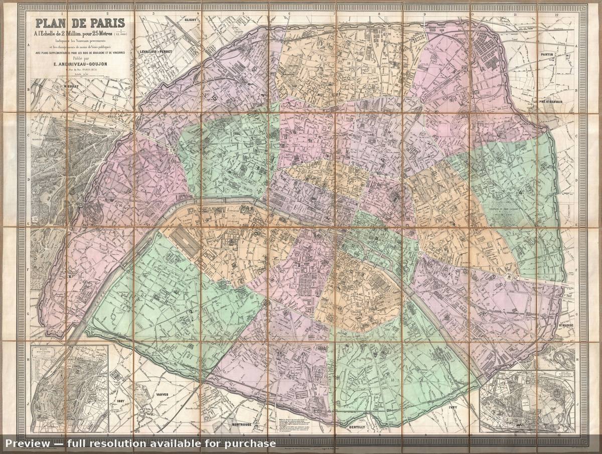 Antique map: Paris, 1878, 1878