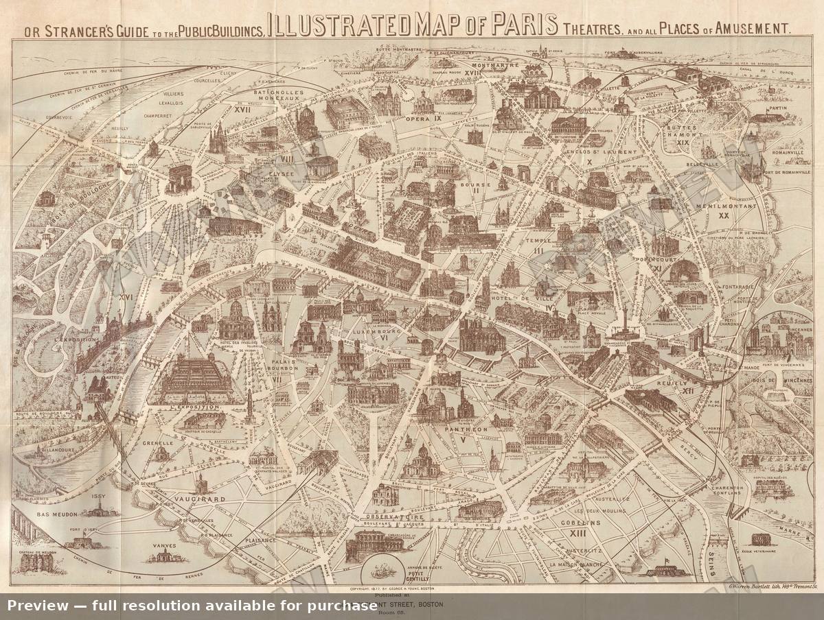 Antique map: Paris, 1877, 1877