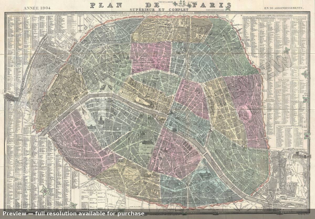 Antique map: Paris, 1904, 1904