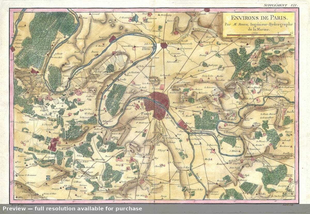 Antique map: Paris, 1780, 1780