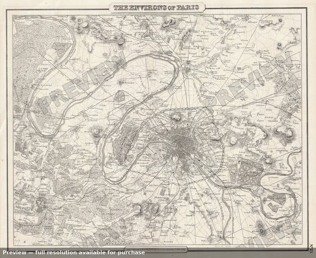 Antique map: Paris, 1855, 1855