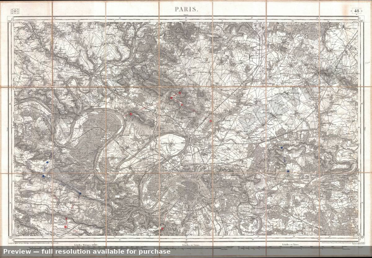 Antique map: Paris, 1852, 1852
