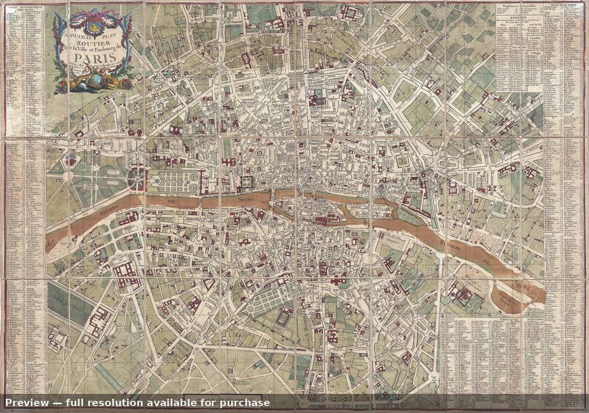 Antique map: Paris, 1782