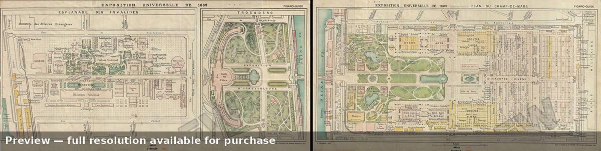 Antique map: Paris, 1889, 1889