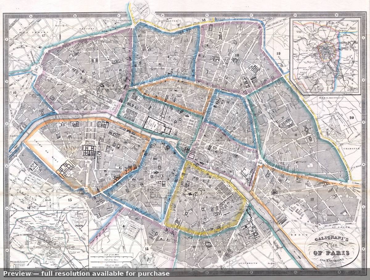 Antique map: Paris, 1865, 1865