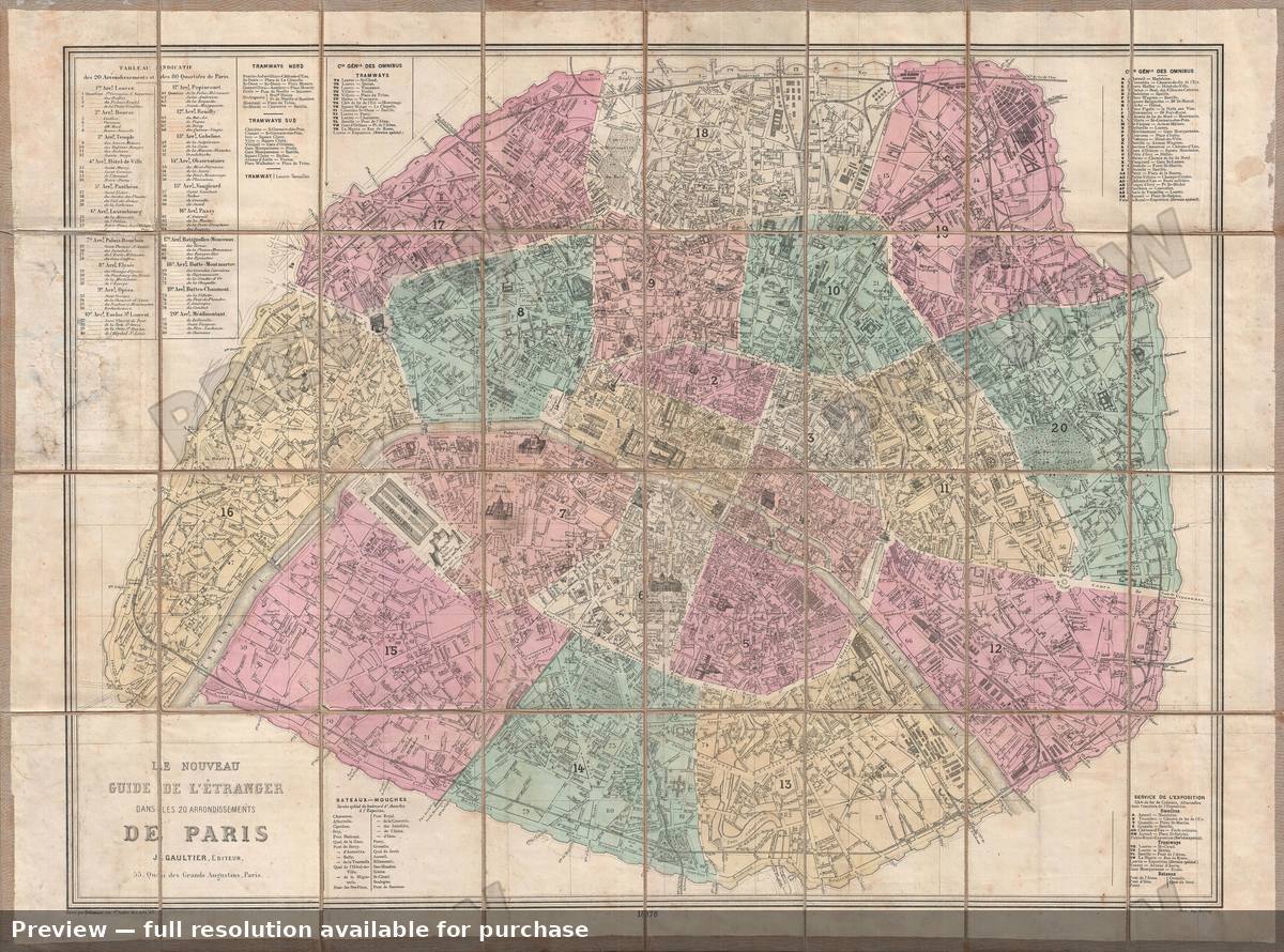 Antique map: Paris, 1878, 1878