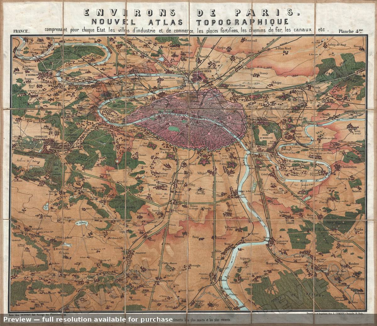 Antique map: Paris, 1862, 1862