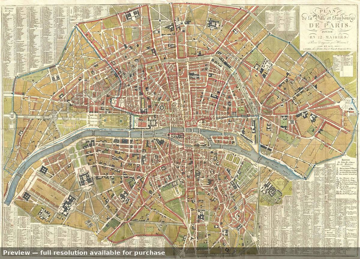 Antique map: Paris, 1833, 1833