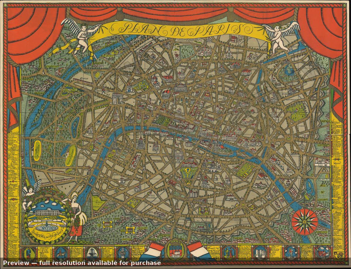 Antique map: Paris, 1927, 1927