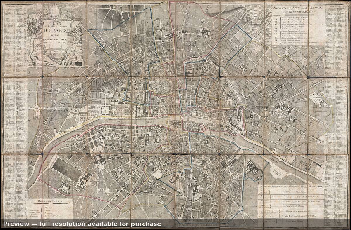 Antique map: Paris, 1797, 1797