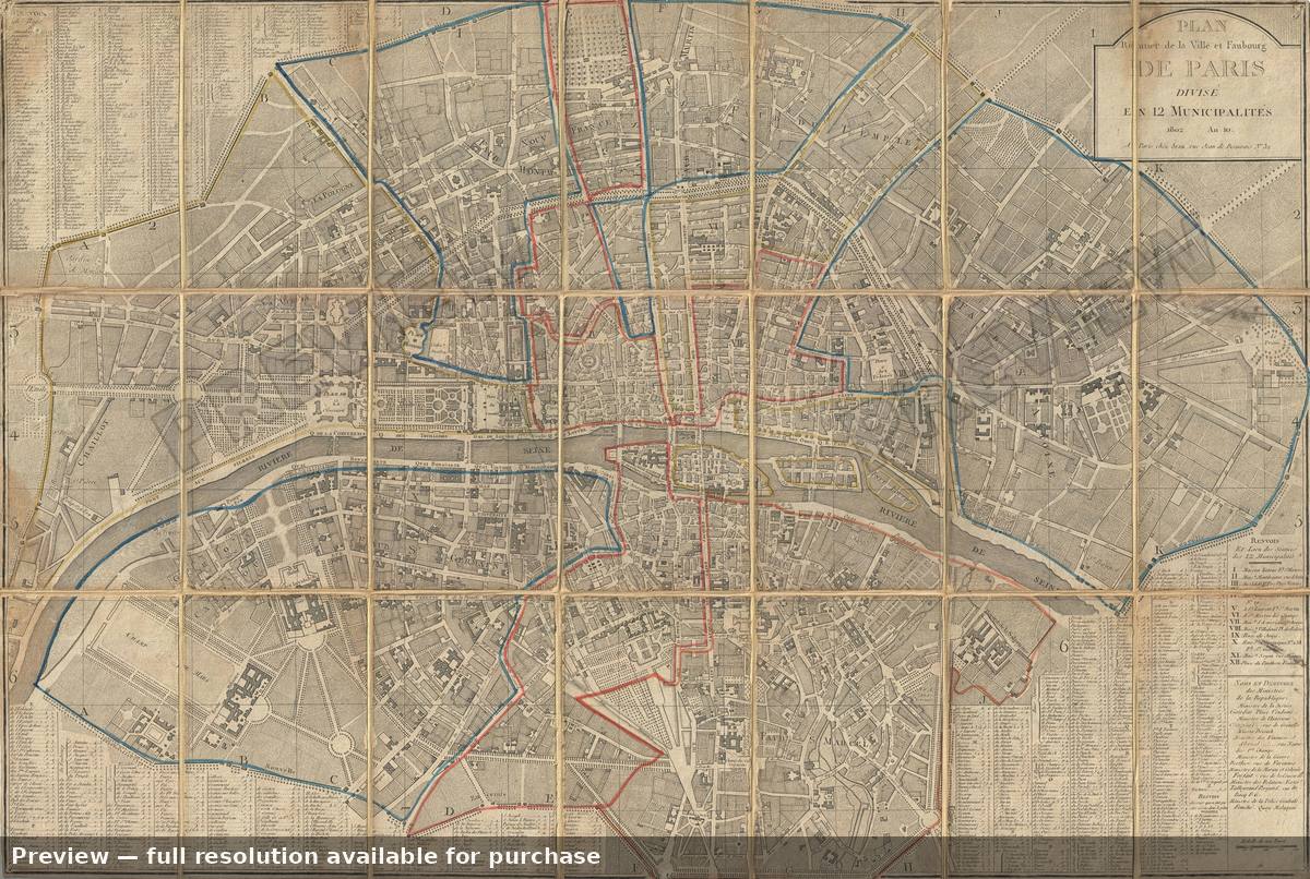 Antique map: Paris, 1802, 1802