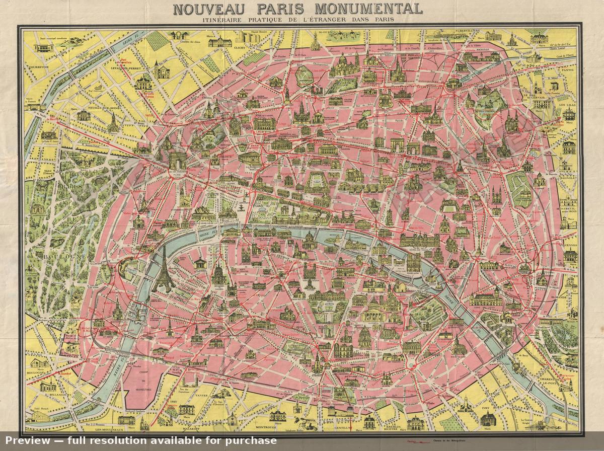 Antique map: Paris, 1820, 1820