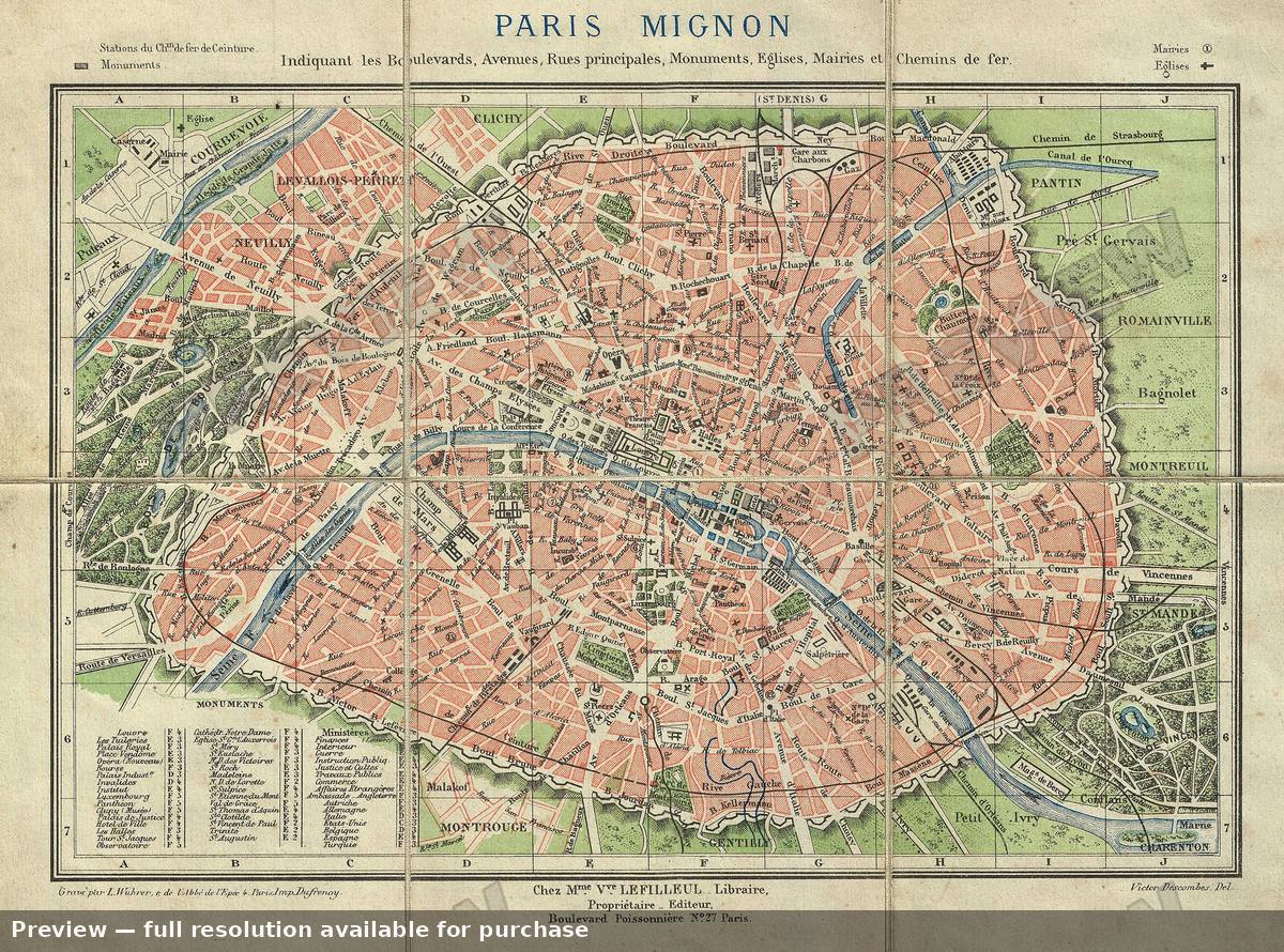 Antique map: Paris