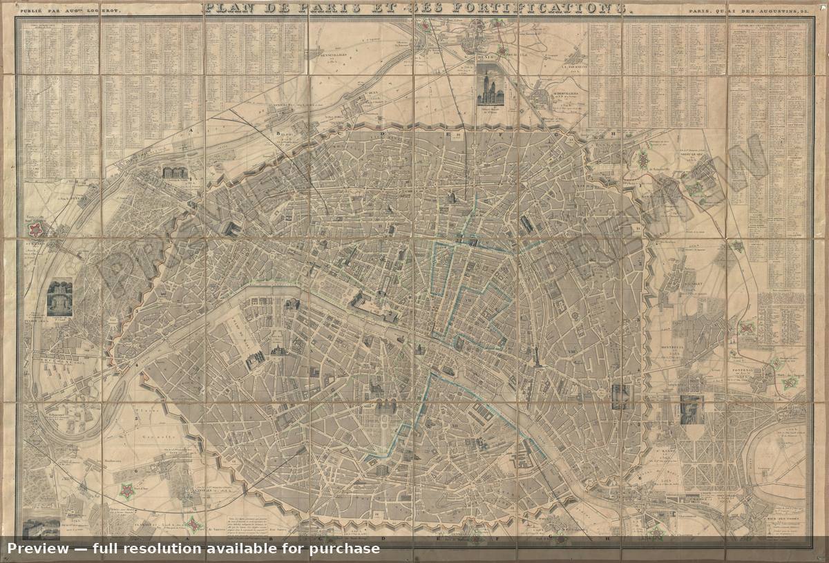 Antique map: Paris, 1843, 1843