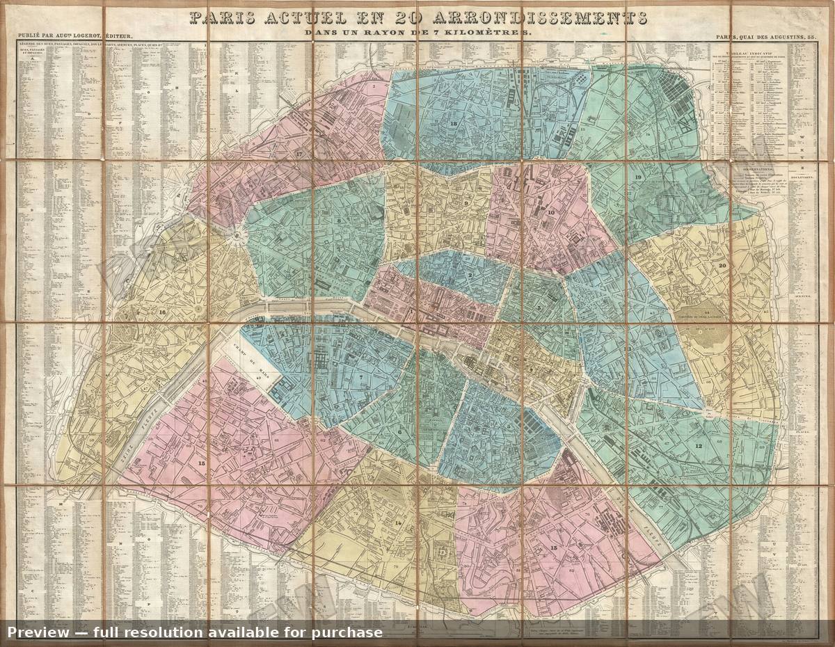 Antique map: Paris, 1867