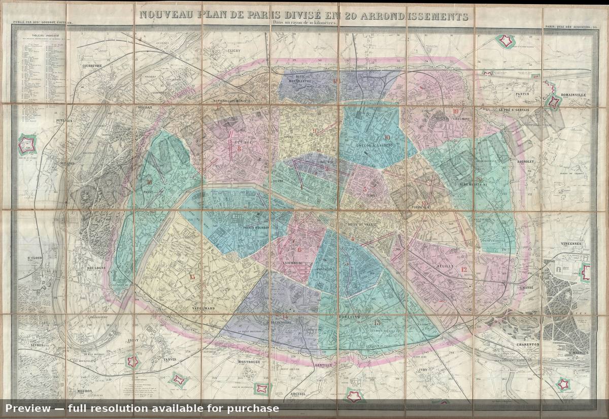 Antique map: Paris, 1869